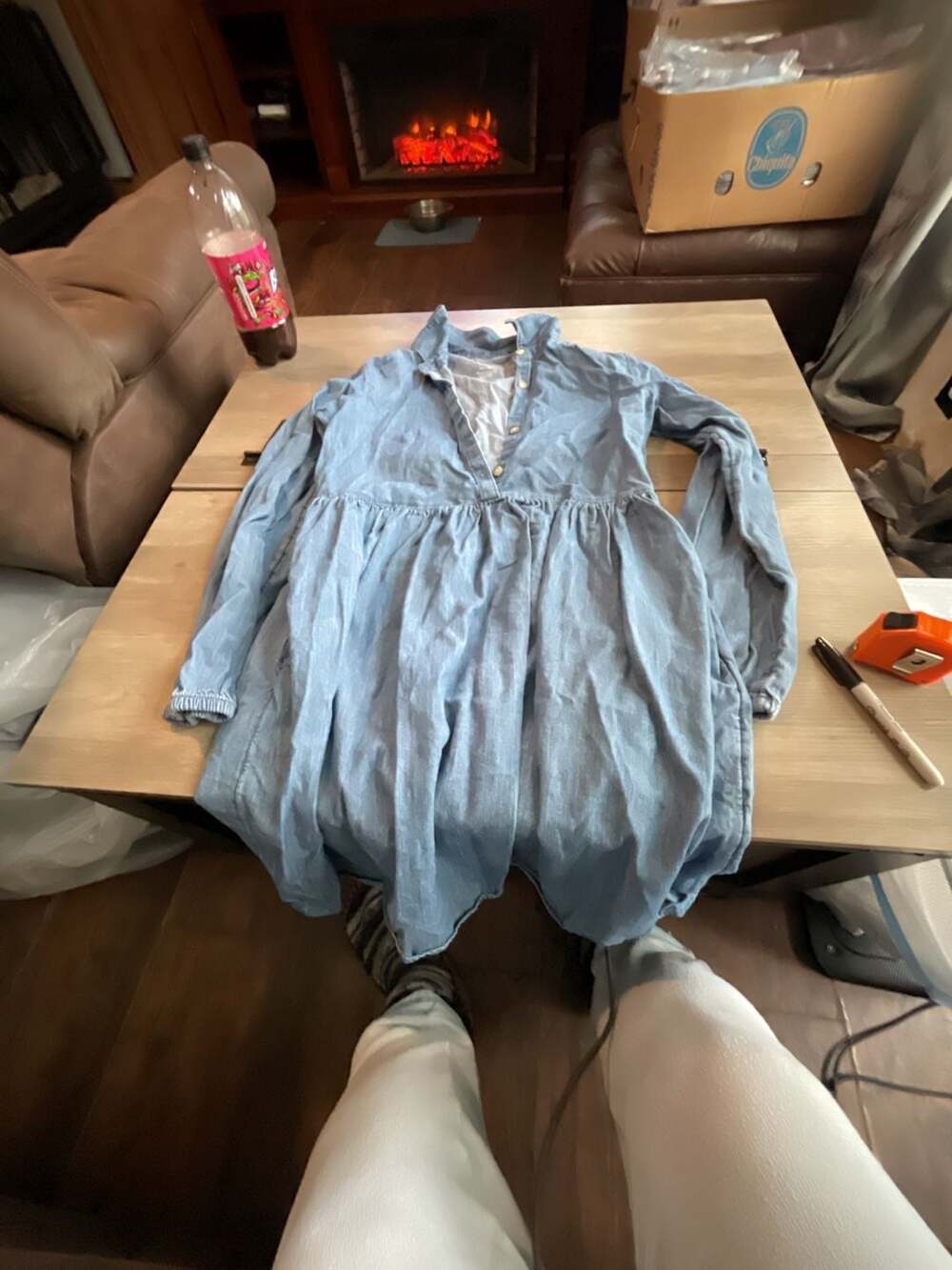 #D25 Wonder Nation Denim Dress Size XXL 18 Blue Chambray